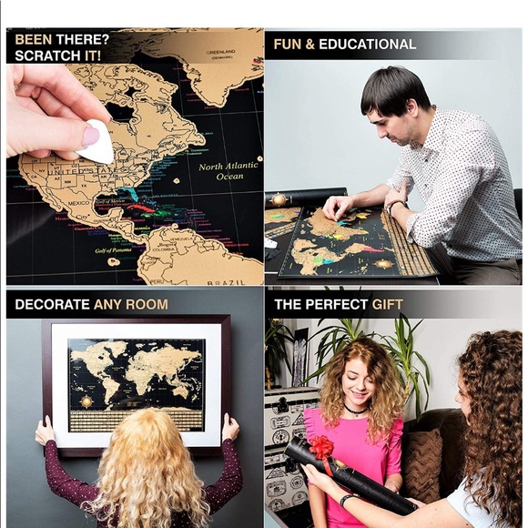 NEW Premium Scratch Off World Map Black Edition - Picture 4 of 4